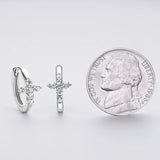 2.0mm Moissanite Cross Hoop Earrings 925 Silver