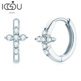 2.0mm Moissanite Cross Hoop Earrings 925 Silver
