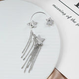 Crystal-encrusted Ear Cuff for Women with Metal Chain Tassel