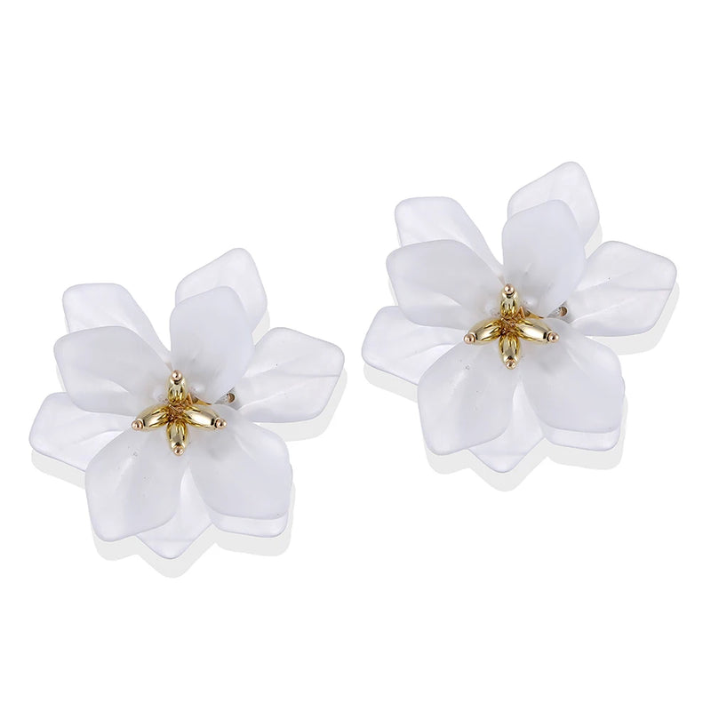 Geometric Flower Stud Earrings Acrylic Brinco Jewelry