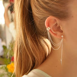 Vintage Tassel Chain Ear Clip Earrings Bohemian Women Geometric Jewelry