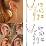 Vintage Tassel Chain Ear Clip Earrings Bohemian Women Geometric Jewelry