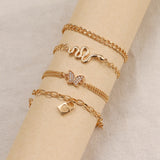 Bohemian Animal Anklet Set Retro Butterfly Snake Lock Beach Anklet
