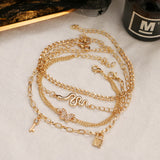 Bohemian Animal Anklet Set Retro Butterfly Snake Lock Beach Anklet