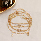 Bohemian Animal Anklet Set Retro Butterfly Snake Lock Beach Anklet