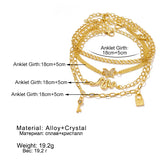 Bohemian Animal Anklet Set Retro Butterfly Snake Lock Beach Anklet