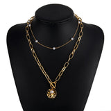 Bohemian Multilayer Chain Necklace Pearl Coin Geometric Jewelry