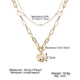 Bohemian Multilayer Chain Necklace Pearl Coin Geometric Jewelry