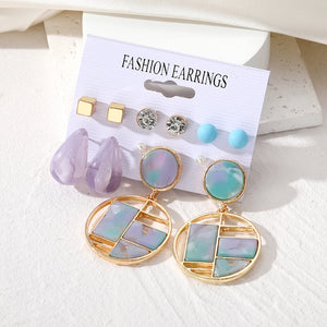 Crystal Star Geometric Earrings Vintage Set Jewelry Gift