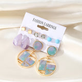 Crystal Star Geometric Earrings Vintage Set Jewelry Gift
