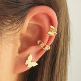 Crystal Butterfly Clip Earrings Non-Pierced Moon Star Ear Cuff Jewelry