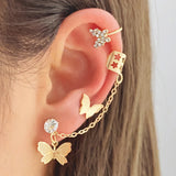 Crystal Butterfly Clip Earrings Non-Pierced Moon Star Ear Cuff Jewelry