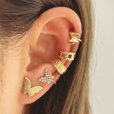 Crystal Butterfly Clip Earrings Non-Pierced Moon Star Ear Cuff Jewelry