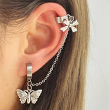 Crystal Butterfly Clip Earrings Non-Pierced Moon Star Ear Cuff Jewelry