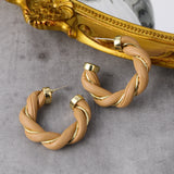 Leather Round Hoop Earrings PUGeometric Circle Wedding Charm Jewelry