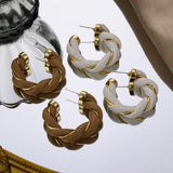 Leather Round Hoop Earrings PUGeometric Circle Wedding Charm Jewelry