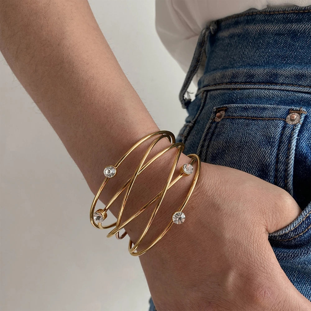 Exaggerated Metal Bracelet for Women Adjustable Bangle