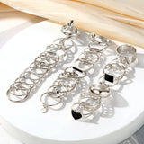 Metal Rings Women Men Geometric Heart Snake Butterfly Punk Rings Set