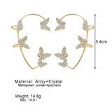 Metal Butterfly Crystal Ear Clips Earrings No Piercing Zircon Ear Cuff