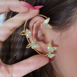 Metal Butterfly Crystal Ear Clips Earrings No Piercing Zircon Ear Cuff