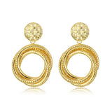 Vintage Alloy Round Drop Earrings Statement Golden Circle Dangle Jewelry