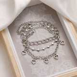 Vintage Love Heart Geometric Anklet for Women's Bohemian Summer Beach