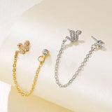 Vintage Snake Crystal Tassel Chain Earrings Set Punk Geometry Crystal Stud Earri