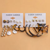 Vintage Leopard Acrylic Pearl Drop Earrings Set