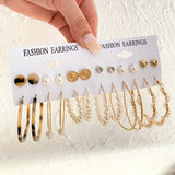 Vintage Leopard Acrylic Pearl Drop Earrings Set