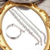 Women's Metal Bracelet Set Geometric Chain Thick Bangle Charm Gift