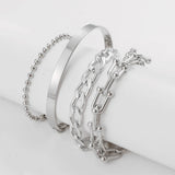 Women's Metal Bracelet Set Geometric Chain Thick Bangle Charm Gift