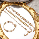 Women's Metal Bracelet Set Geometric Chain Thick Bangle Charm Gift