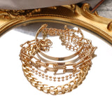 Women's Metal Bracelet Set Geometric Chain Thick Bangle Charm Gift