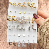 Women's Pearl Circle Hoop Earrings Geometric Star Pearl Earrings