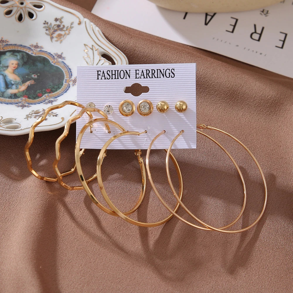 Women's Oversized Circle Round Hoop Earring Set