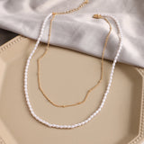 Women's Pearl Bead Chain Collar Necklace Bohemian Jewelry Gift