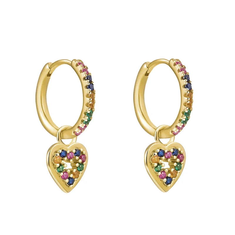 Colorful Zircon Dangle Earrings for Women Plated Chain Hoop Drop