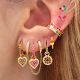 Colorful Zircon Dangle Earrings for Women Plated Chain Hoop Drop
