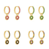 Colorful Zircon Dangle Earrings for Women Plated Chain Hoop Drop