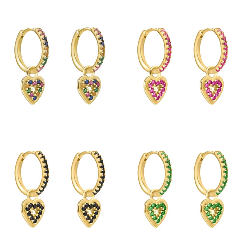 Colorful Zircon Dangle Earrings for Women Plated Chain Hoop Drop