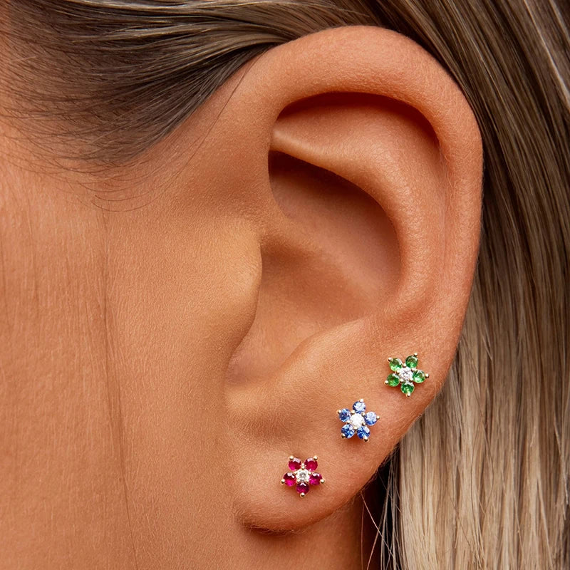 Colorful Zircon Dangle Earrings for Women Plated Chain Hoop Drop