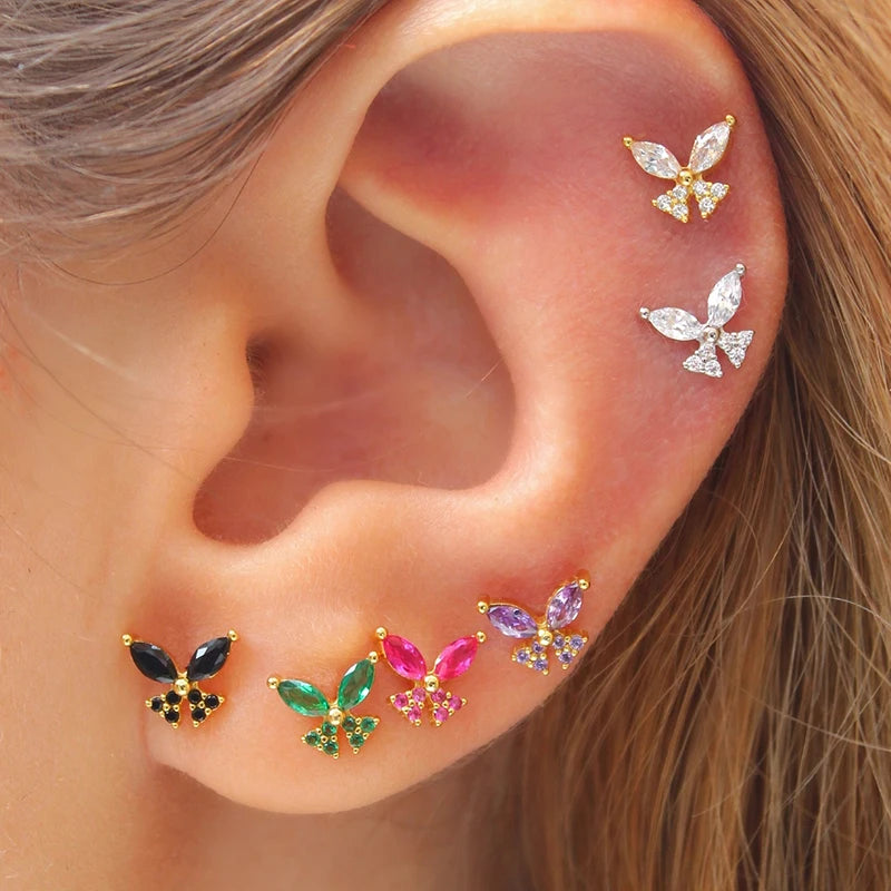 Colorful Zircon Dangle Earrings for Women Plated Chain Hoop Drop