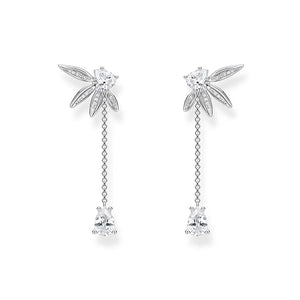 Geometric Flower Stud Earring Chain Hanging Metal Jewelry