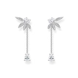Geometric Flower Stud Earring Chain Hanging Metal Jewelry