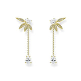 Geometric Flower Stud Earring Chain Hanging Metal Jewelry
