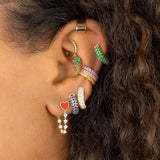 Colored Zircon Hoop Earrings Plated Ear Cuffs Heart Drop Dangle Earrings