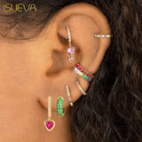Colored Zircon Hoop Earrings Plated Ear Cuffs Heart Drop Dangle Earrings