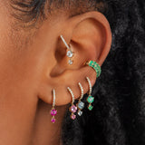 Colored Zircon Hoop Earrings Plated Ear Cuffs Heart Drop Dangle Earrings