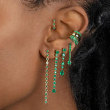 Green Zircon Dangle Earrings for Women Plated Ear Cuffs Stud Drop Earrings