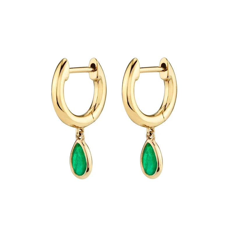 Green Zircon Dangle Earrings for Women Plated Ear Cuffs Stud Drop Earrings